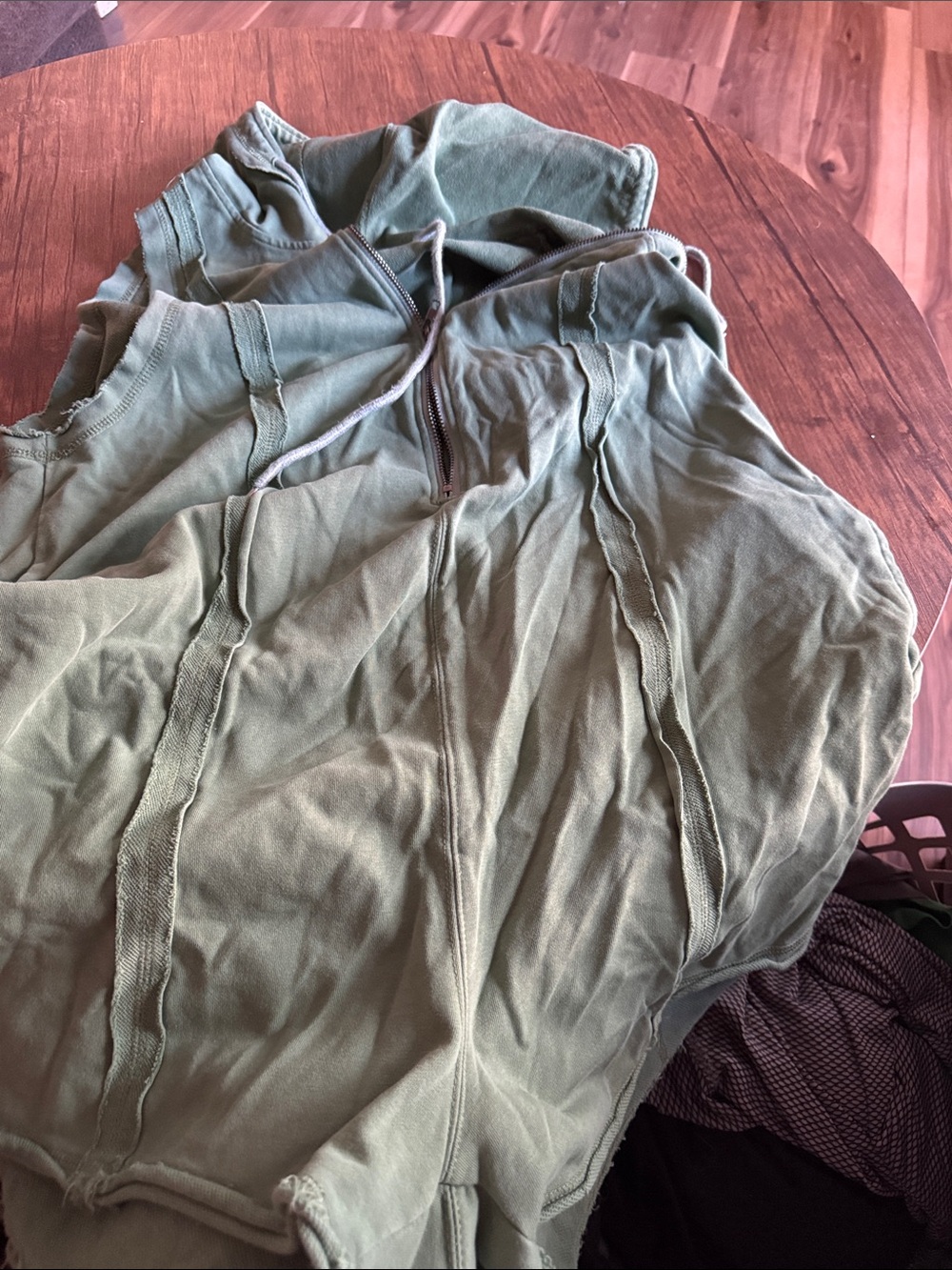 Olive Green Hooded Zip-Up Sweatshirt